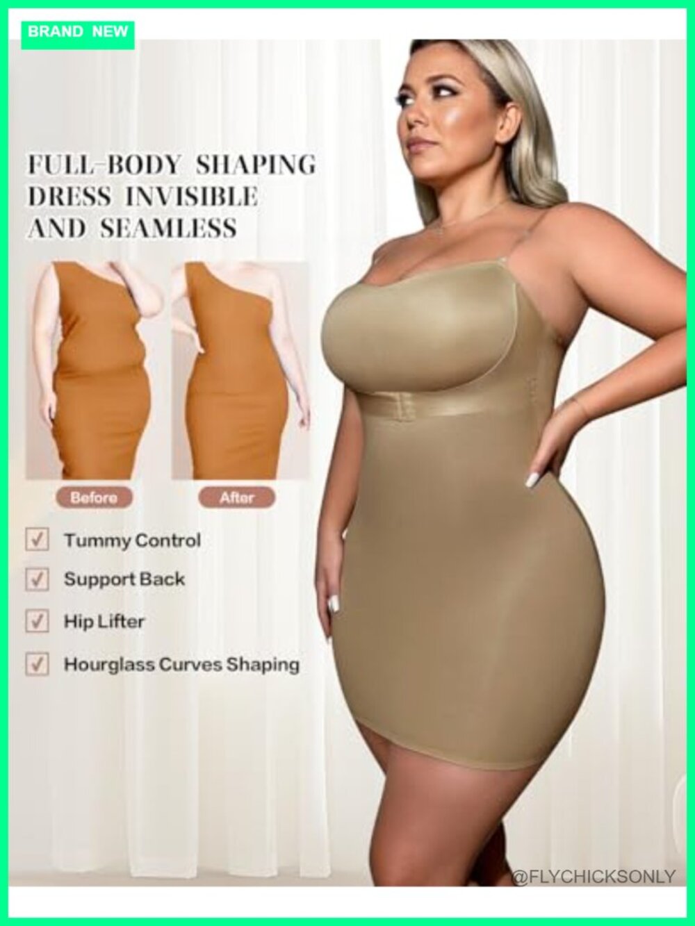 Seamless Full Body Shaper Tummy Control Bodysuit Shapewear Under Dress with - Picture 4 of 6